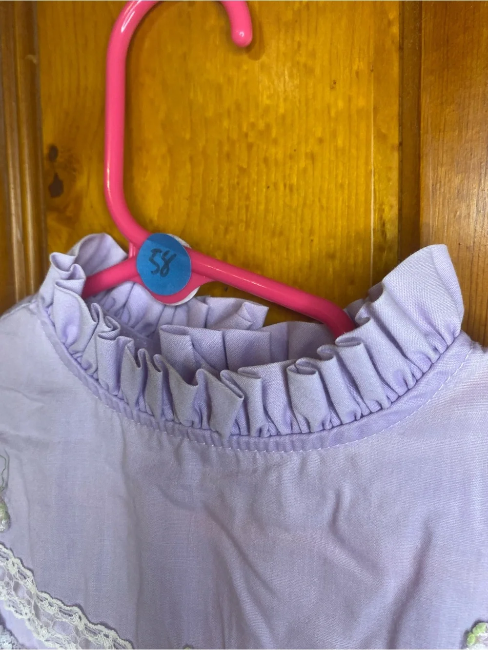 Vintage “were fussy”Girls' Lavender Lace Ruffle Dress Top - Lavender
